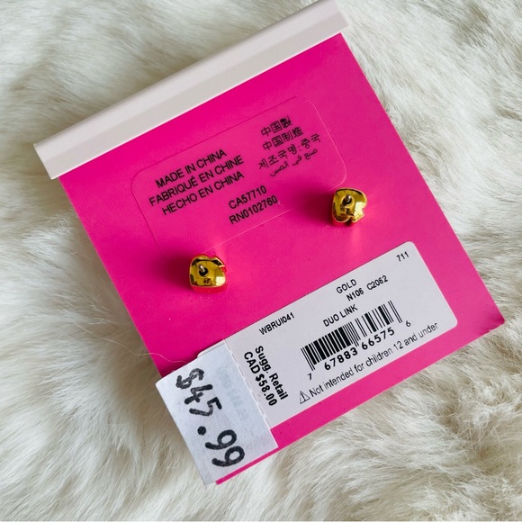 KATE SPADE NWT Gold Duo Heart Link Stud Earrings NWT - Picture 8 of 10